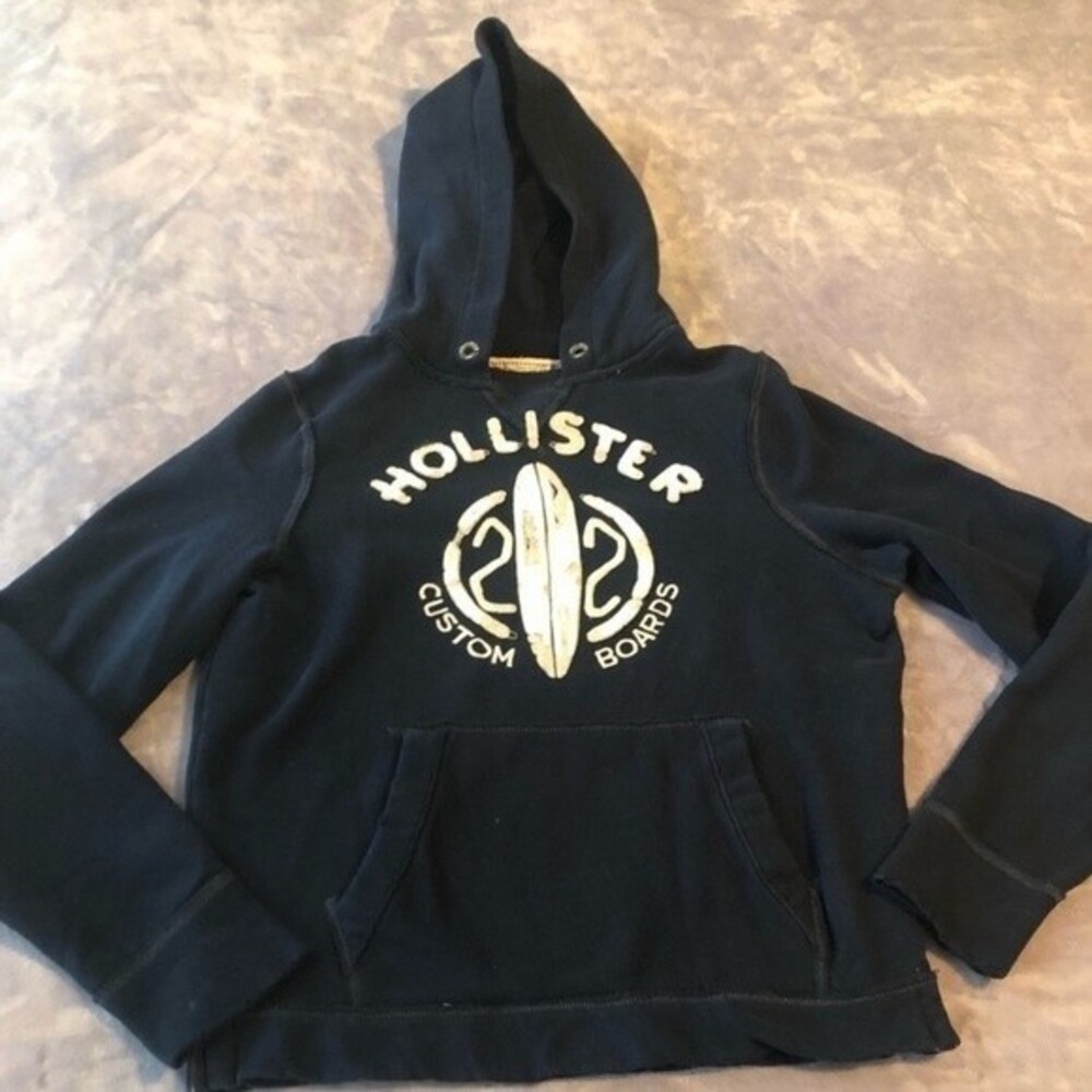 Hollister size large bug logo navy blue hoodie with one big pocket